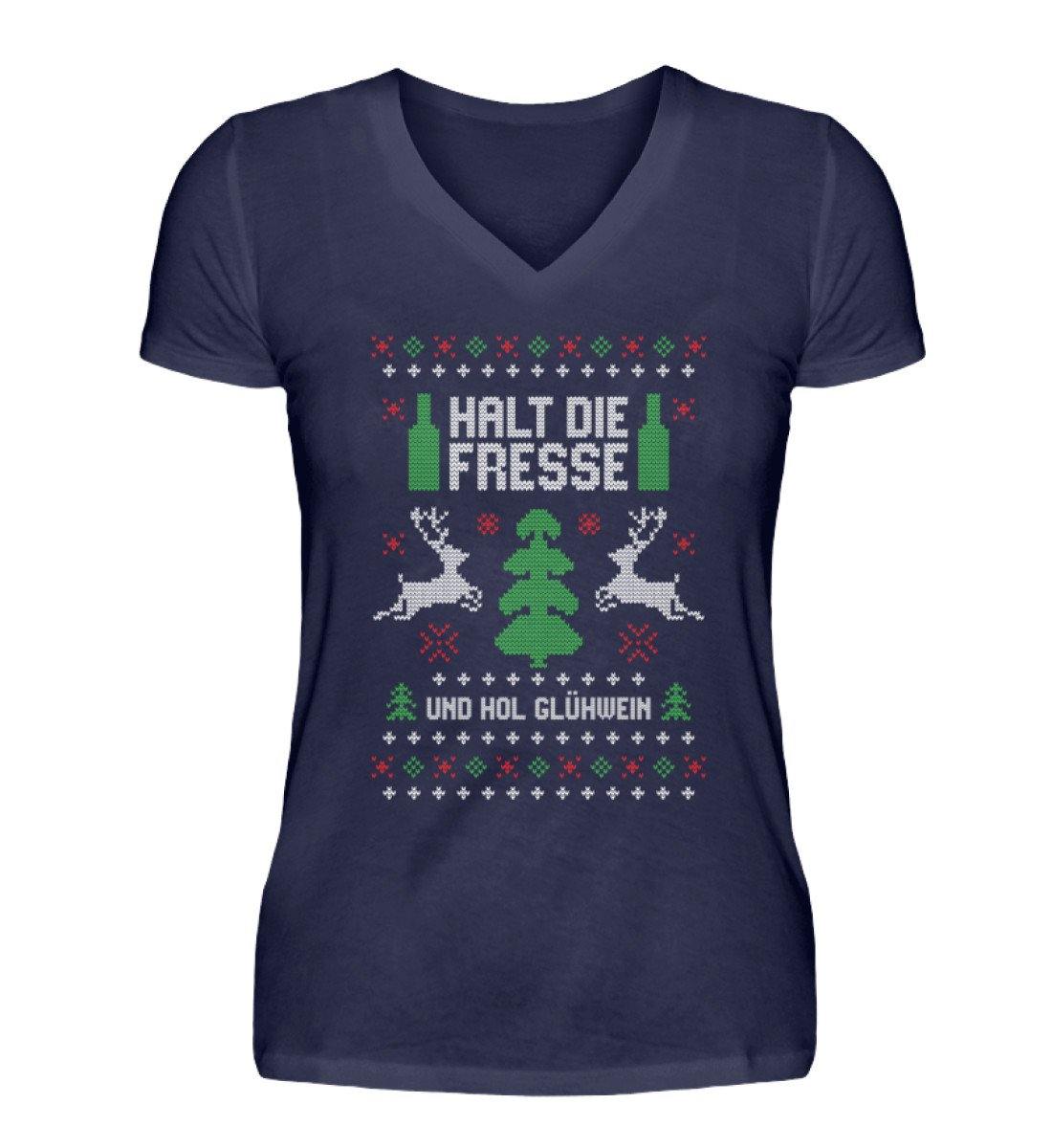 Halt die Fresse - und hol Glühwein  - V-Neck Damenshirt