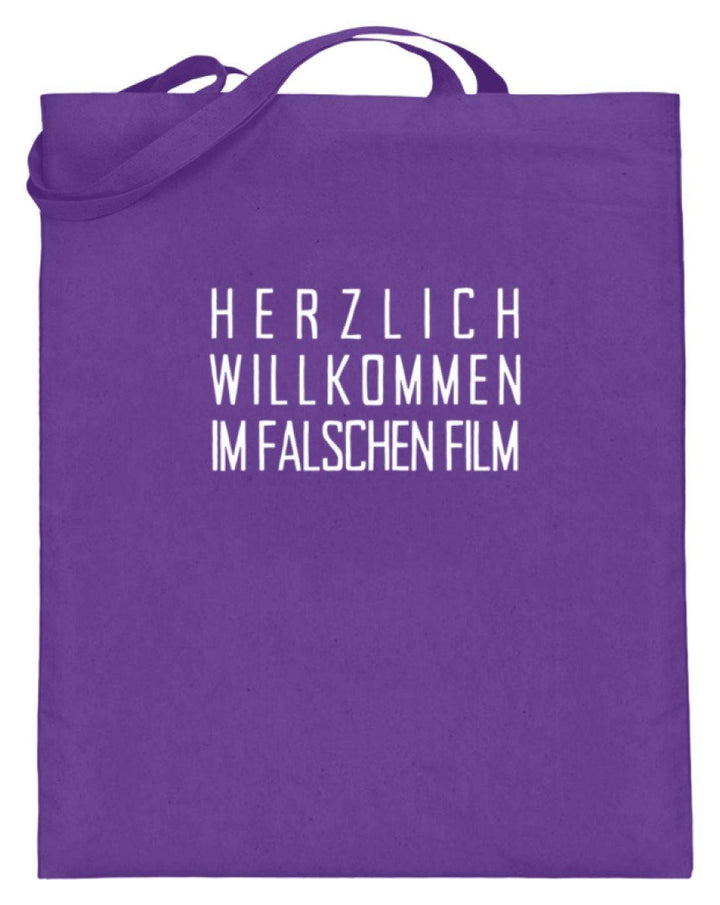 Herzlich willkommen im falschen Film  - Jutebeutel (mit langen Henkeln) - Words on Shirts