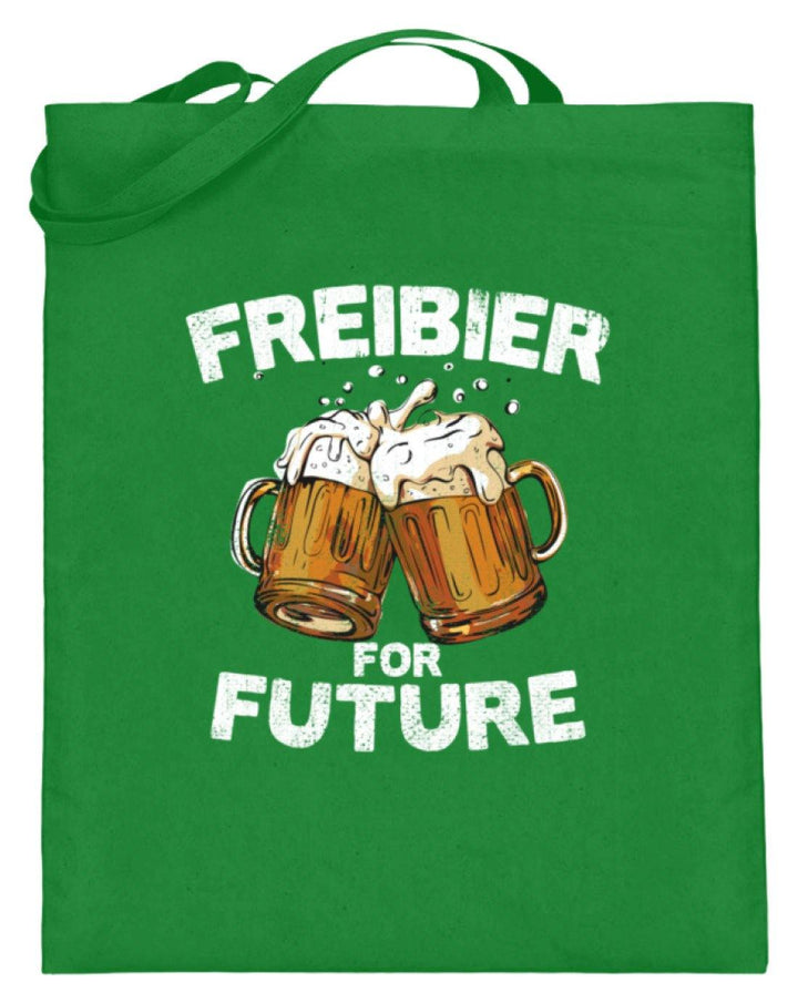 Freibier for Future - Words on Shirts  - Jutebeutel (mit langen Henkeln) - Words on Shirts Sag es mit dem Mittelfinger Shirts Hoodies Sweatshirt Taschen Gymsack Spruch Sprüche Statement