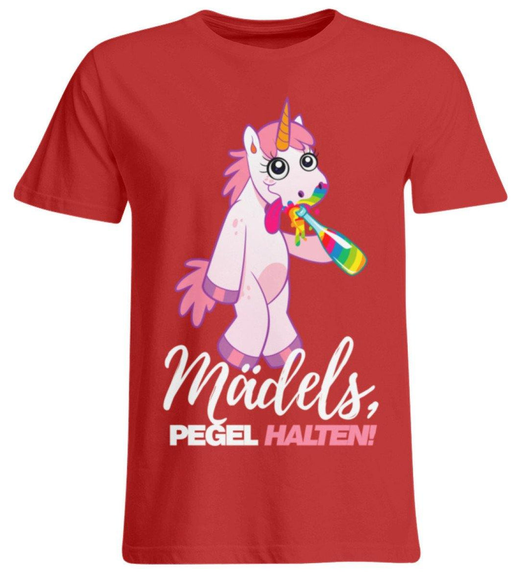 Mädels, Pegel halte - Einhorn  - Übergrößenshirt - Words on Shirts Sag es mit dem Mittelfinger Shirts Hoodies Sweatshirt Taschen Gymsack Spruch Sprüche Statement