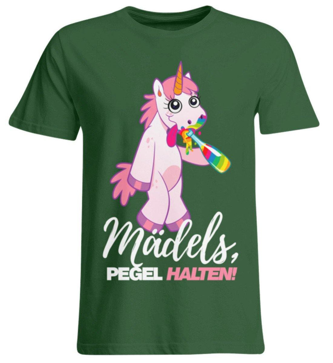 Mädels, Pegel halte - Einhorn  - Übergrößenshirt - Words on Shirts Sag es mit dem Mittelfinger Shirts Hoodies Sweatshirt Taschen Gymsack Spruch Sprüche Statement