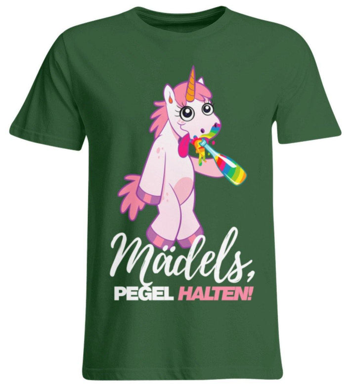 Mädels, Pegel halte - Einhorn  - Übergrößenshirt - Words on Shirts Sag es mit dem Mittelfinger Shirts Hoodies Sweatshirt Taschen Gymsack Spruch Sprüche Statement