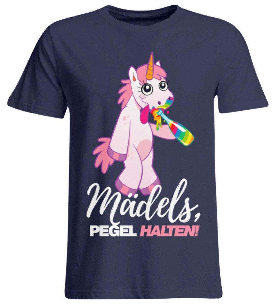 Mädels, Pegel halte - Einhorn  - Übergrößenshirt - Words on Shirts Sag es mit dem Mittelfinger Shirts Hoodies Sweatshirt Taschen Gymsack Spruch Sprüche Statement