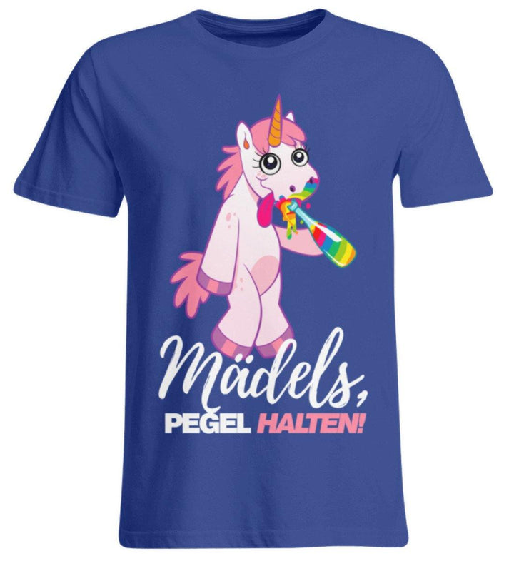 Mädels, Pegel halte - Einhorn  - Übergrößenshirt - Words on Shirts Sag es mit dem Mittelfinger Shirts Hoodies Sweatshirt Taschen Gymsack Spruch Sprüche Statement