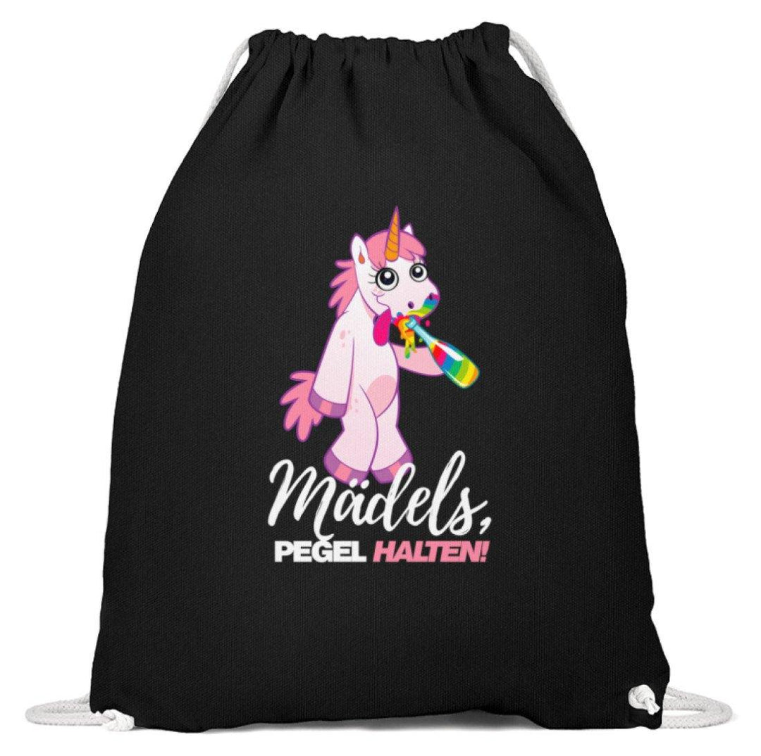 Mädels, Pegel halte - Einhorn  - Baumwoll Gymsac - Words on Shirts Sag es mit dem Mittelfinger Shirts Hoodies Sweatshirt Taschen Gymsack Spruch Sprüche Statement