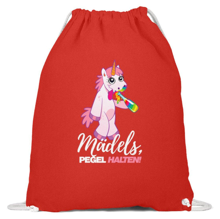 Mädels, Pegel halte - Einhorn  - Baumwoll Gymsac - Words on Shirts Sag es mit dem Mittelfinger Shirts Hoodies Sweatshirt Taschen Gymsack Spruch Sprüche Statement