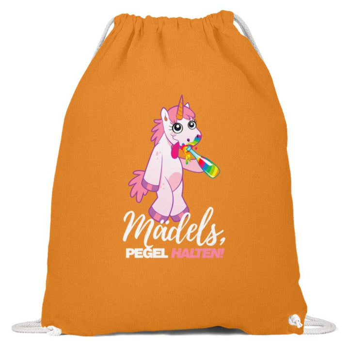 Mädels, Pegel halte - Einhorn  - Baumwoll Gymsac - Words on Shirts Sag es mit dem Mittelfinger Shirts Hoodies Sweatshirt Taschen Gymsack Spruch Sprüche Statement