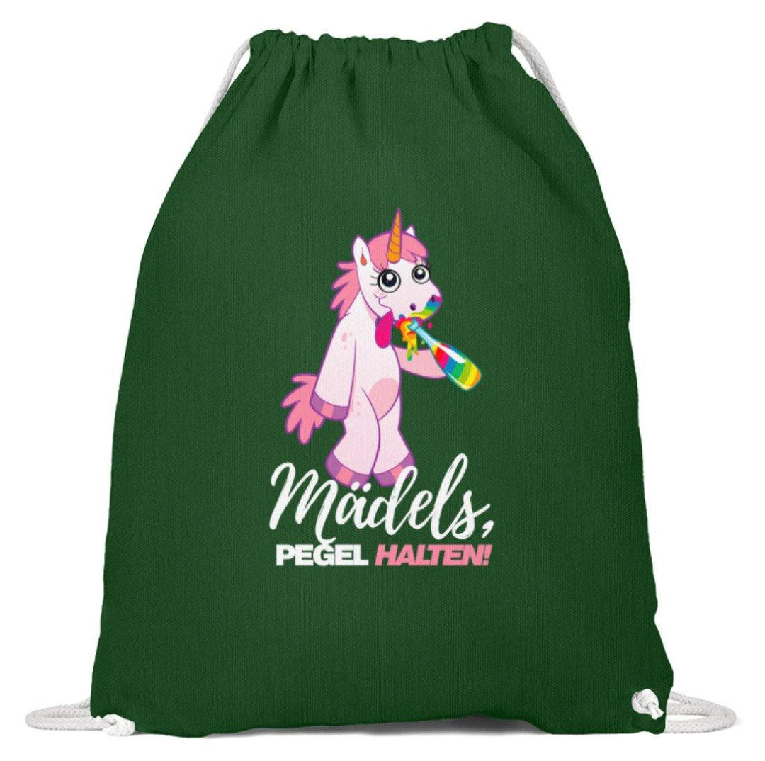 Mädels, Pegel halte - Einhorn  - Baumwoll Gymsac - Words on Shirts Sag es mit dem Mittelfinger Shirts Hoodies Sweatshirt Taschen Gymsack Spruch Sprüche Statement