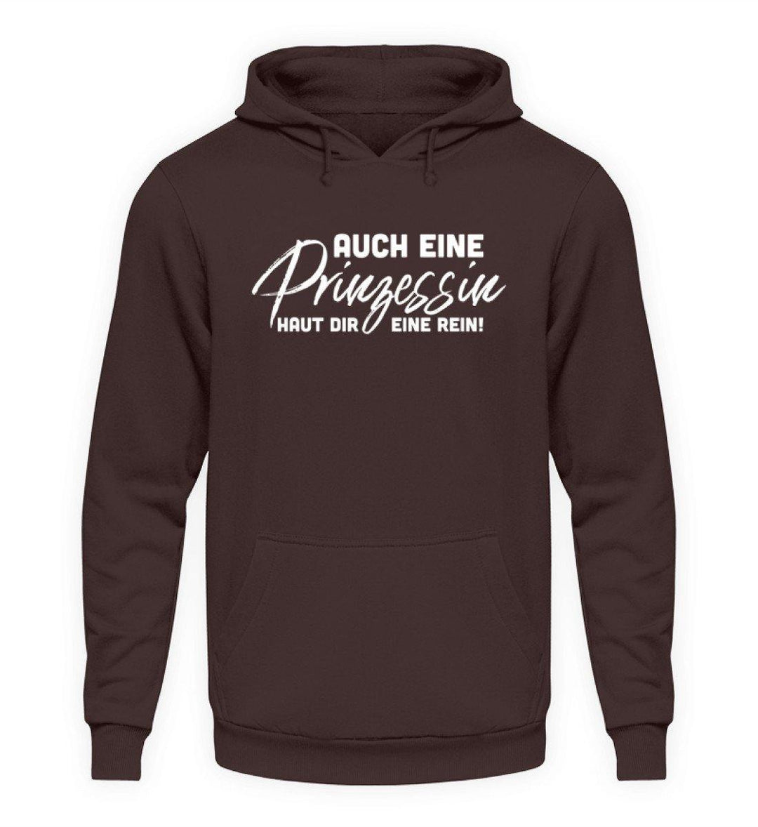 Auch eine Prinzessin haut dir eine rein. - Words on Shirt  - Unisex Kapuzenpullover Hoodie - Words on Shirts Sag es mit dem Mittelfinger Shirts Hoodies Sweatshirt Taschen Gymsack Spruch Sprüche Statement