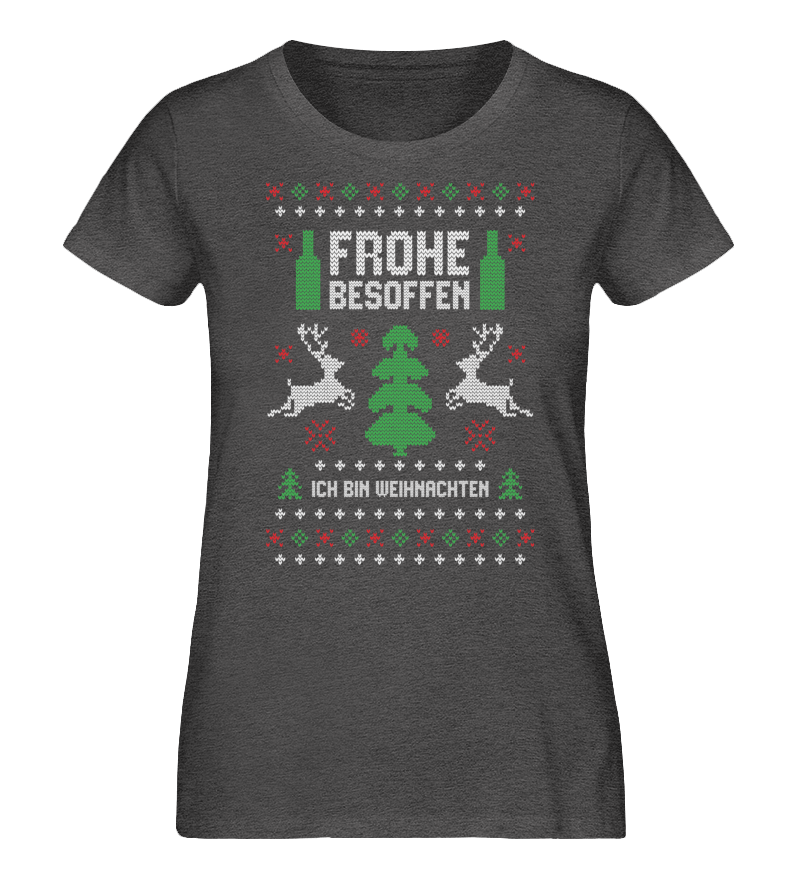 Besinnlich - Besoffen - Words on Shirts  - Damen Organic Melange Shirt - Words on Shirts - kuhle klamotten - coole klamotten