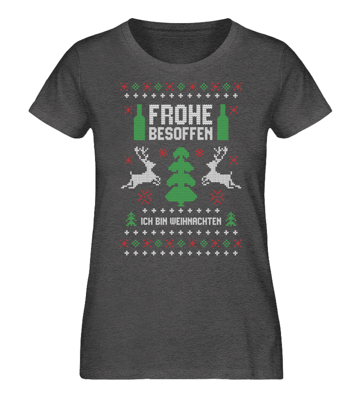Besinnlich - Besoffen - Words on Shirts  - Damen Organic Melange Shirt - Words on Shirts - kuhle klamotten - coole klamotten