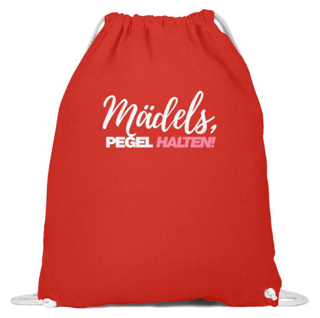 Mädels, Pegel halten - Words on Shirts 2  - Baumwoll Gymsac - Words on Shirts Sag es mit dem Mittelfinger Shirts Hoodies Sweatshirt Taschen Gymsack Spruch Sprüche Statement