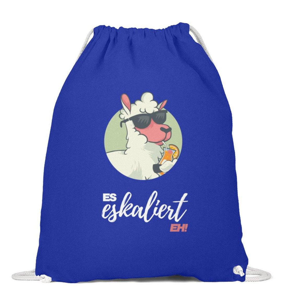 Es eskaliert eh - Lama - Words on Shirts  - Baumwoll Gymsac - Words on Shirts Sag es mit dem Mittelfinger Shirts Hoodies Sweatshirt Taschen Gymsack Spruch Sprüche Statement