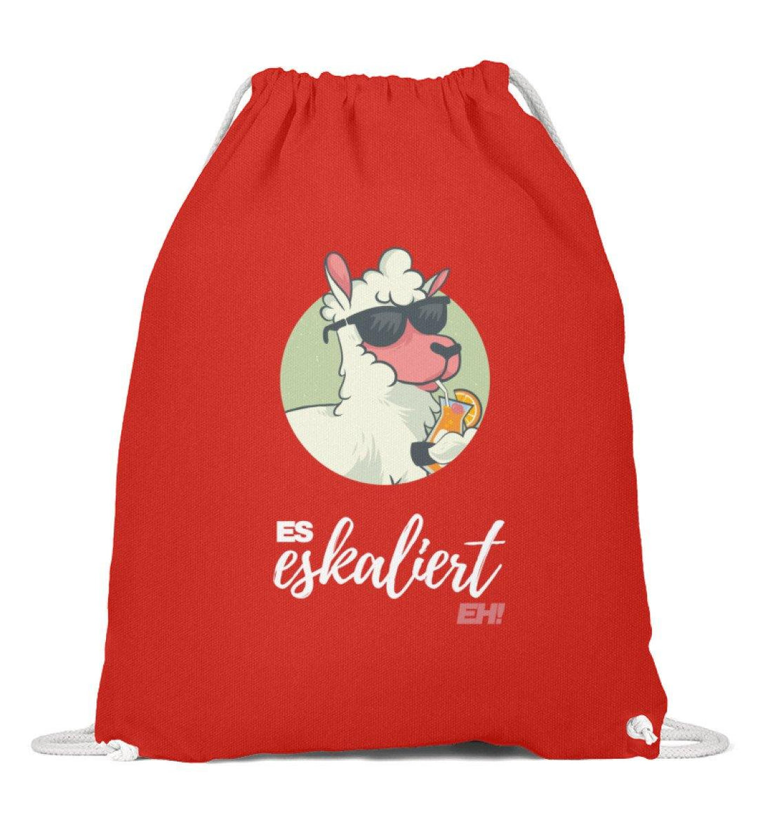 Es eskaliert eh - Lama - Words on Shirts  - Baumwoll Gymsac - Words on Shirts Sag es mit dem Mittelfinger Shirts Hoodies Sweatshirt Taschen Gymsack Spruch Sprüche Statement