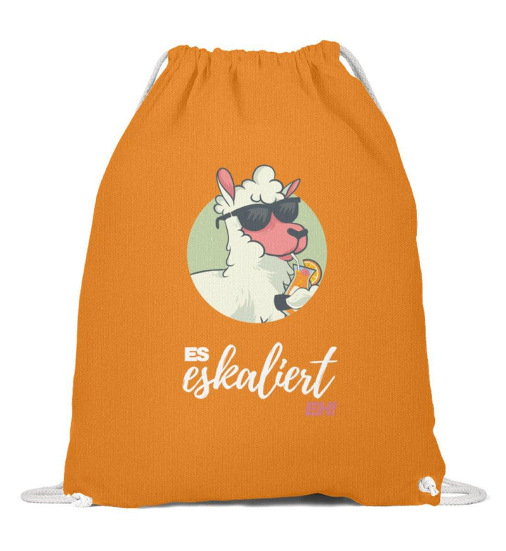 Es eskaliert eh - Lama - Words on Shirts  - Baumwoll Gymsac - Words on Shirts Sag es mit dem Mittelfinger Shirts Hoodies Sweatshirt Taschen Gymsack Spruch Sprüche Statement