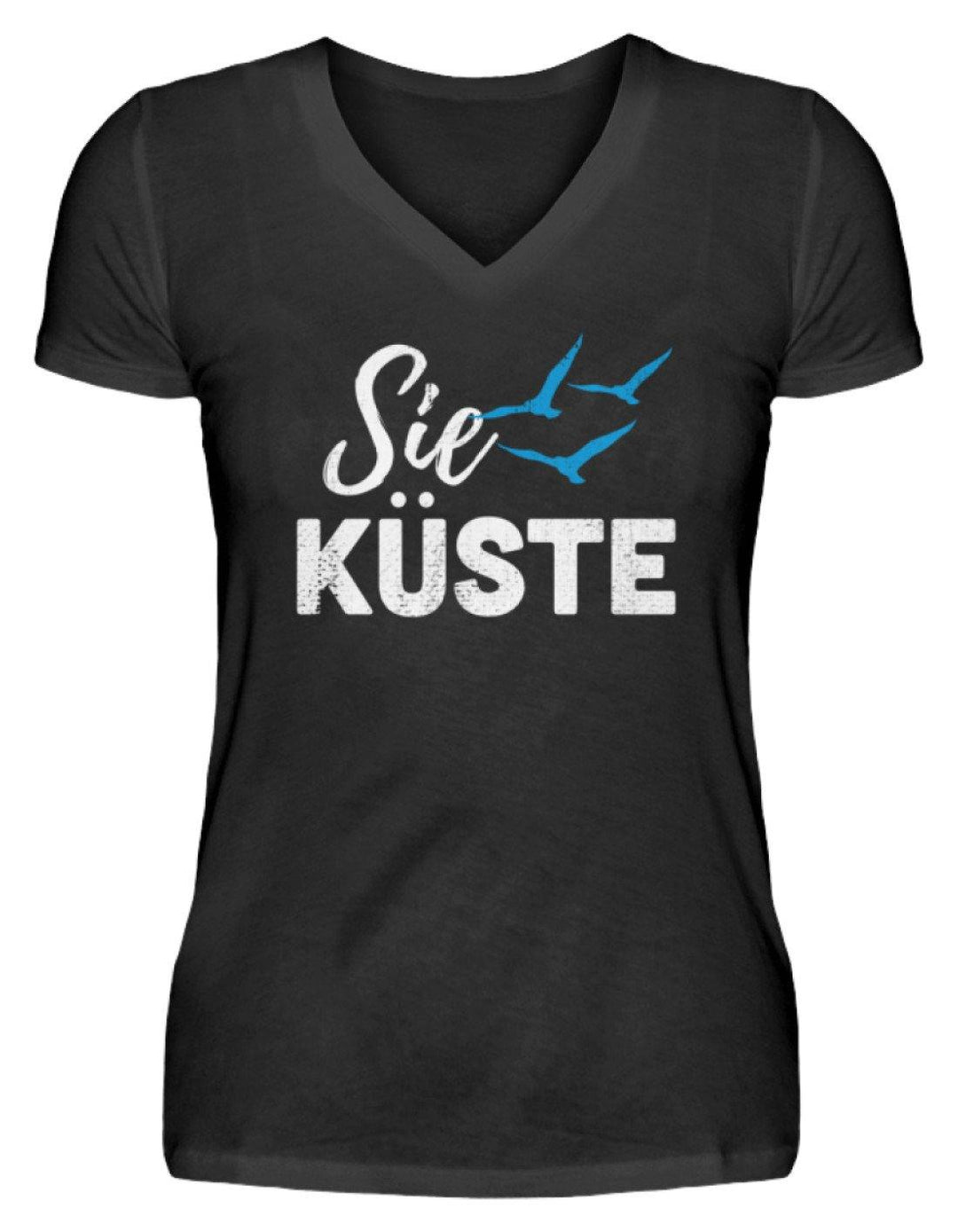 Sie Küste - Gut Besser Norddeutsch  - V-Neck Damenshirt - Words on Shirts Sag es mit dem Mittelfinger Shirts Hoodies Sweatshirt Taschen Gymsack Spruch Sprüche Statement