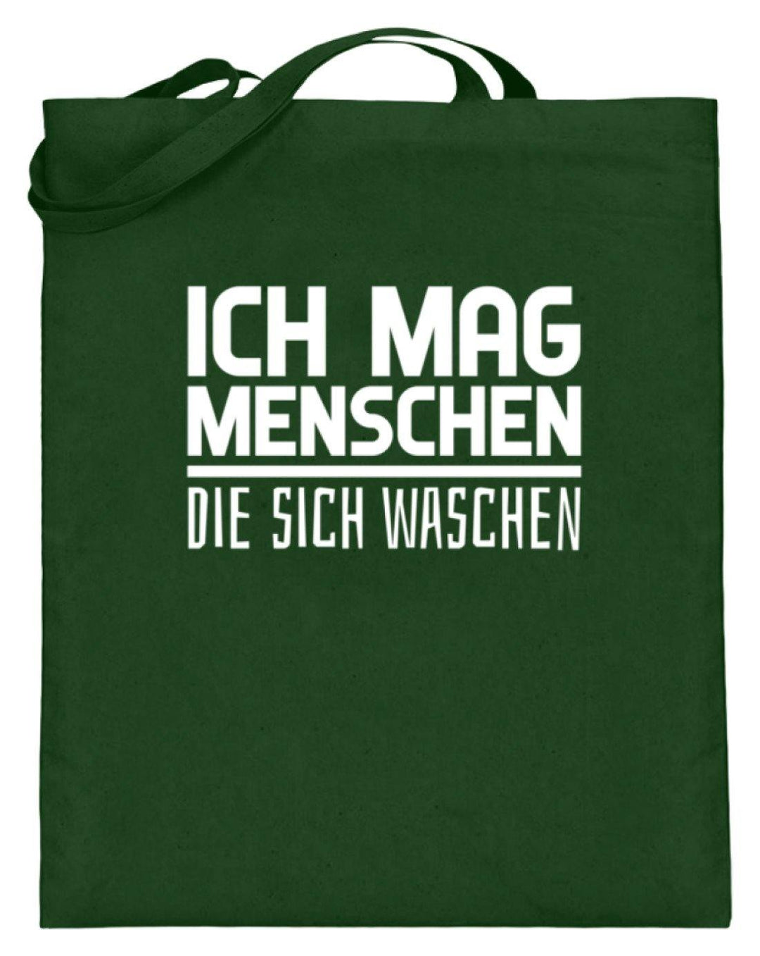 Ich mag Menschen - Words on Shirts  - Jutebeutel (mit langen Henkeln) - Words on Shirts Sag es mit dem Mittelfinger Shirts Hoodies Sweatshirt Taschen Gymsack Spruch Sprüche Statement