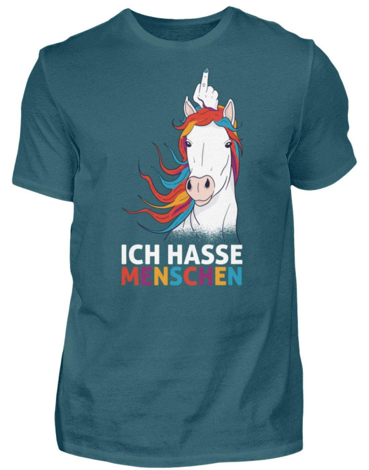 Ich hasse Menschen - Words on Shirts  - Herren Shirt - Words on Shirts Sag es mit dem Mittelfinger Shirts Hoodies Sweatshirt Taschen Gymsack Spruch Sprüche Statement