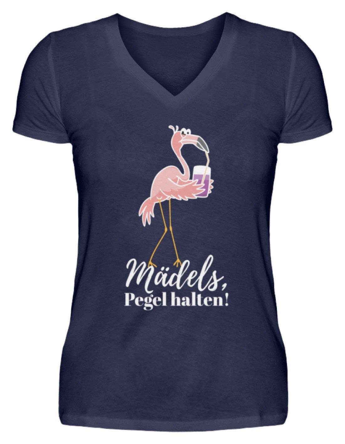 Mädels Pegel halten - Flamingo  - V-Neck Damenshirt