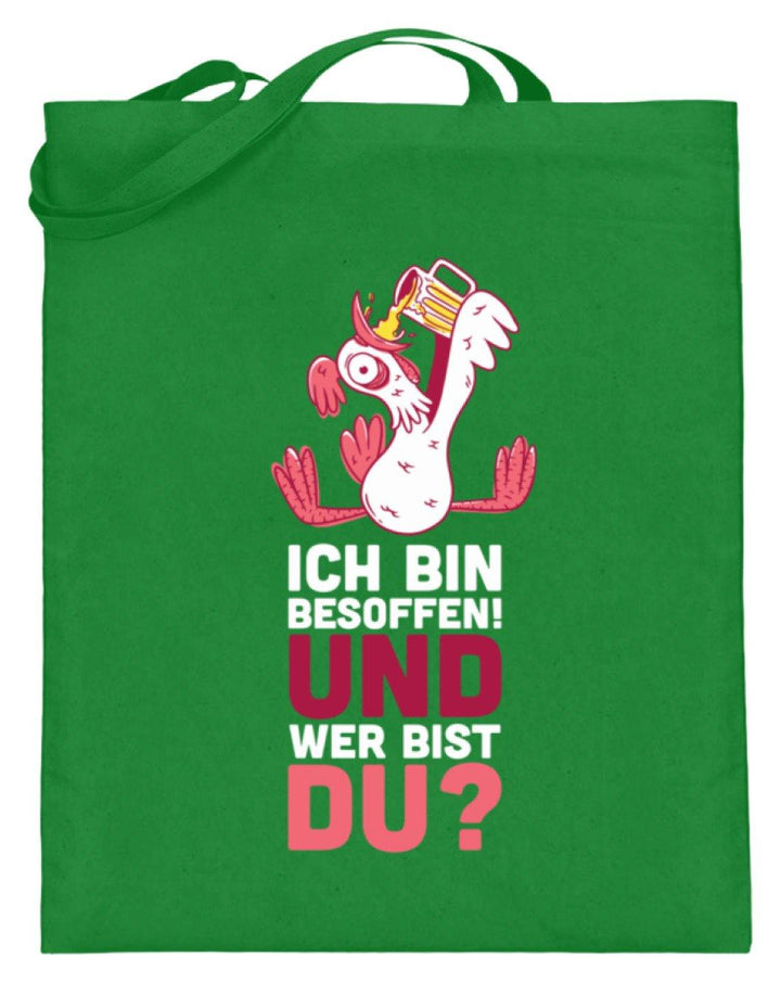 Ich bin Besoffen! Wer bist Du? - WOS  - Jutebeutel (mit langen Henkeln) - Words on Shirts Sag es mit dem Mittelfinger Shirts Hoodies Sweatshirt Taschen Gymsack Spruch Sprüche Statement