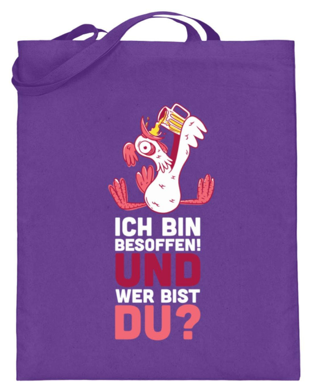 Ich bin Besoffen! Wer bist Du? - WOS  - Jutebeutel (mit langen Henkeln) - Words on Shirts Sag es mit dem Mittelfinger Shirts Hoodies Sweatshirt Taschen Gymsack Spruch Sprüche Statement