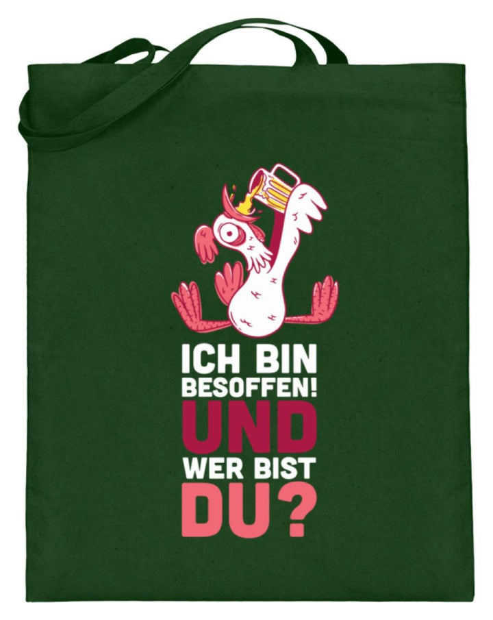 Ich bin Besoffen! Wer bist Du? - WOS  - Jutebeutel (mit langen Henkeln) - Words on Shirts Sag es mit dem Mittelfinger Shirts Hoodies Sweatshirt Taschen Gymsack Spruch Sprüche Statement