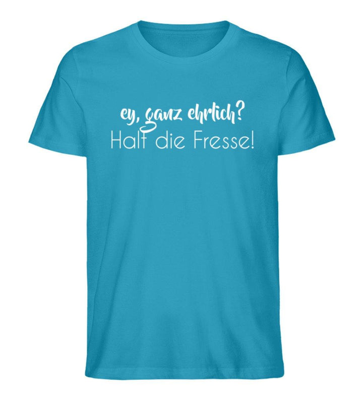 Ey, halt die Fresse Words on Shirts - PR  - Herren Premium Organic Shirt - Words on Shirts Sag es mit dem Mittelfinger Shirts Hoodies Sweatshirt Taschen Gymsack Spruch Sprüche Statement