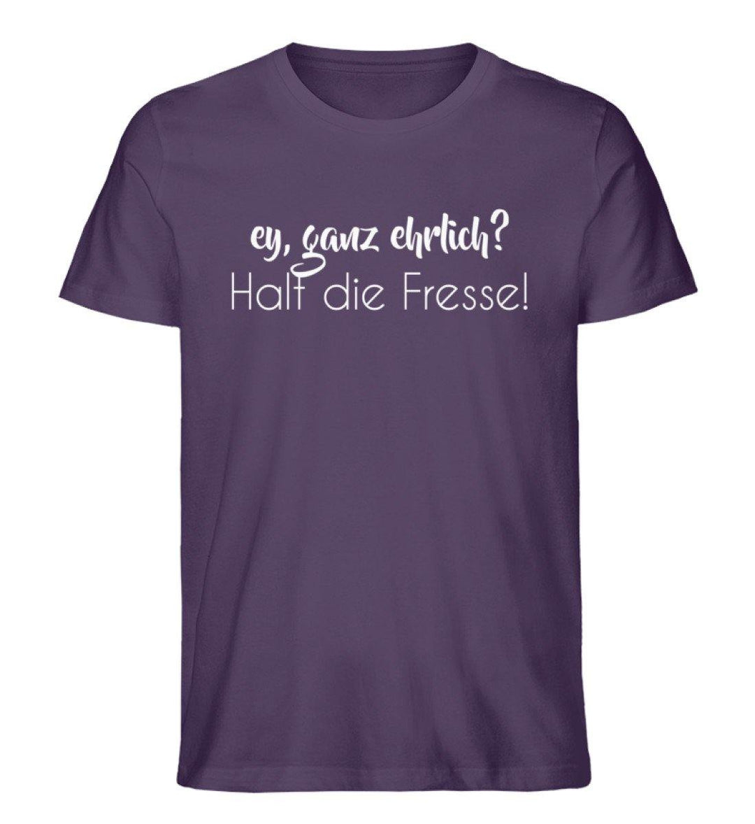 Ey, halt die Fresse Words on Shirts - PR  - Herren Premium Organic Shirt - Words on Shirts Sag es mit dem Mittelfinger Shirts Hoodies Sweatshirt Taschen Gymsack Spruch Sprüche Statement