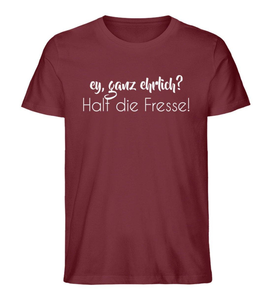 Ey, halt die Fresse Words on Shirts - PR  - Herren Premium Organic Shirt - Words on Shirts Sag es mit dem Mittelfinger Shirts Hoodies Sweatshirt Taschen Gymsack Spruch Sprüche Statement