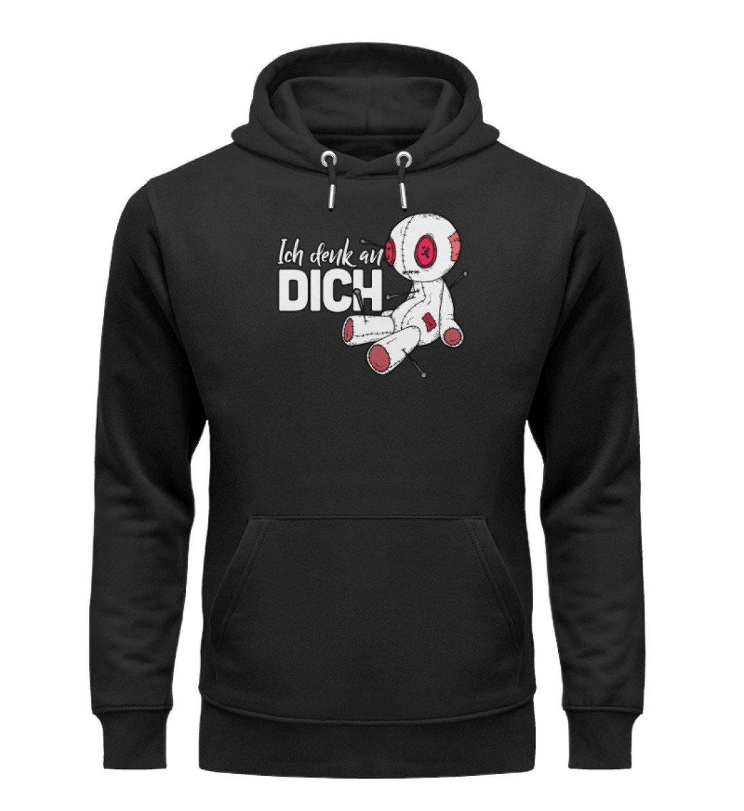 Ich Denk An Dich - Voodoo Puppe  - Unisex Organic Hoodie - Words on Shirts Sag es mit dem Mittelfinger Shirts Hoodies Sweatshirt Taschen Gymsack Spruch Sprüche Statement
