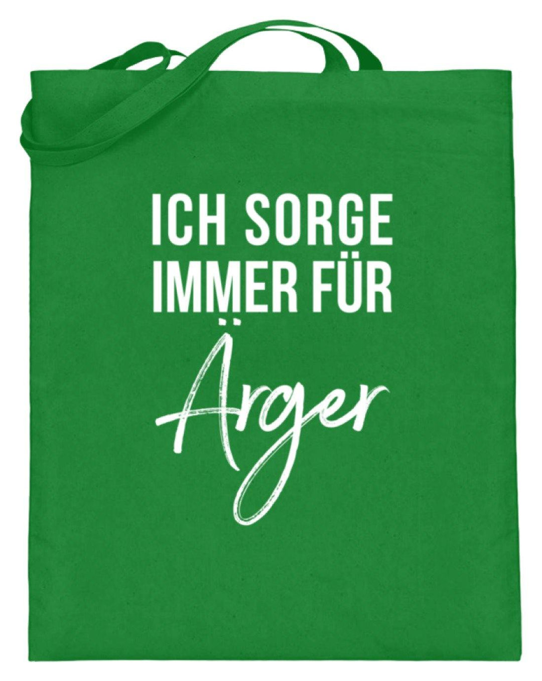 Ich sorge immer für Ärger - Words on Shirt  - Jutebeutel (mit langen Henkeln) - Words on Shirts Sag es mit dem Mittelfinger Shirts Hoodies Sweatshirt Taschen Gymsack Spruch Sprüche Statement