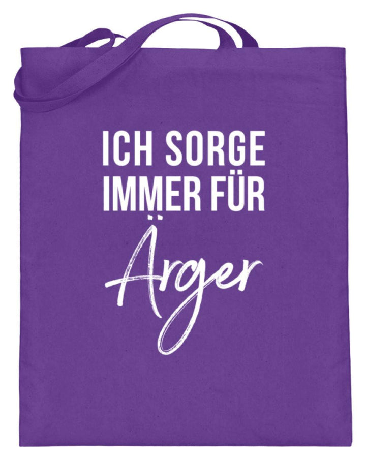 Ich sorge immer für Ärger - Words on Shirt  - Jutebeutel (mit langen Henkeln) - Words on Shirts Sag es mit dem Mittelfinger Shirts Hoodies Sweatshirt Taschen Gymsack Spruch Sprüche Statement