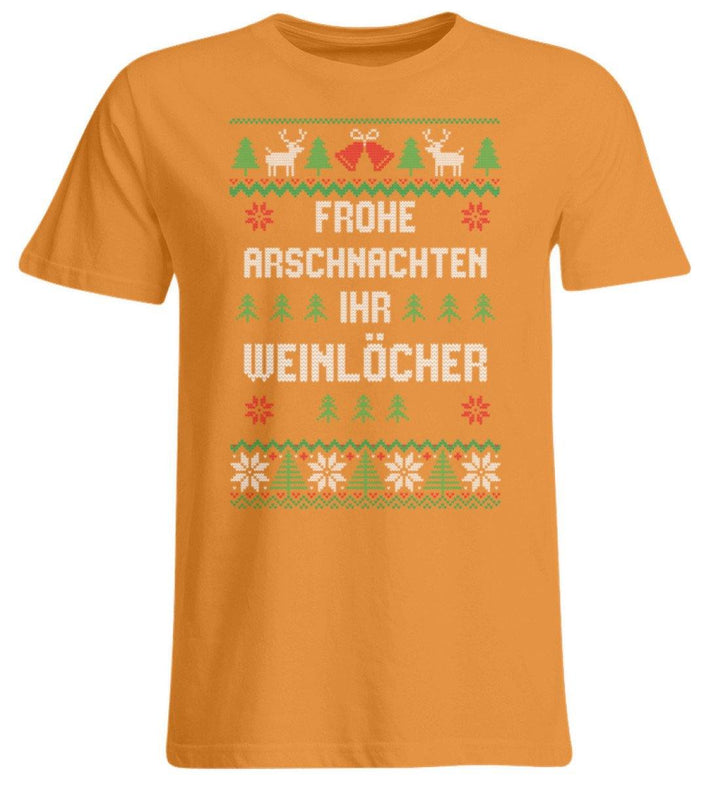 Frohe Arschnachten - Words on Shirts  - Übergrößenshirt - Words on Shirts Sag es mit dem Mittelfinger Shirts Hoodies Sweatshirt Taschen Gymsack Spruch Sprüche Statement