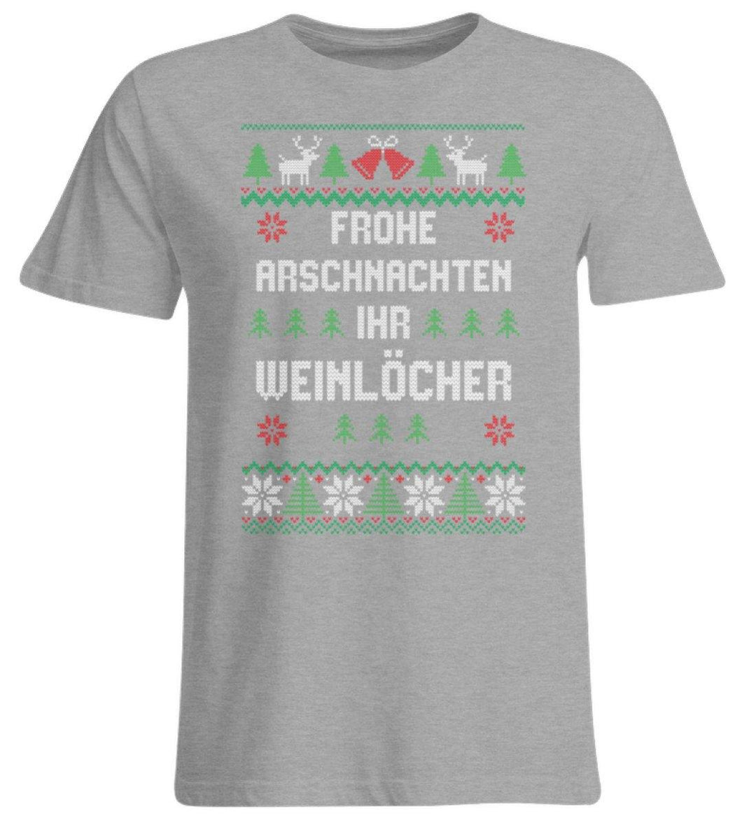 Frohe Arschnachten - Words on Shirts  - Übergrößenshirt - Words on Shirts Sag es mit dem Mittelfinger Shirts Hoodies Sweatshirt Taschen Gymsack Spruch Sprüche Statement