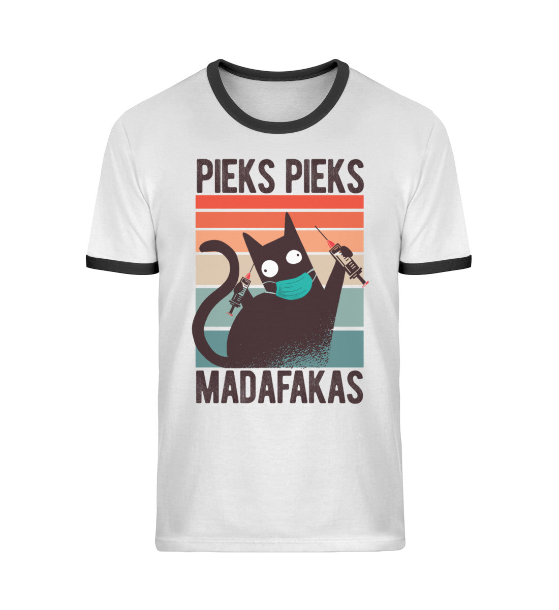 MIT MASKE - Pieks Pieks Madafakas  - Unisex Organic Ringer T-Shirt