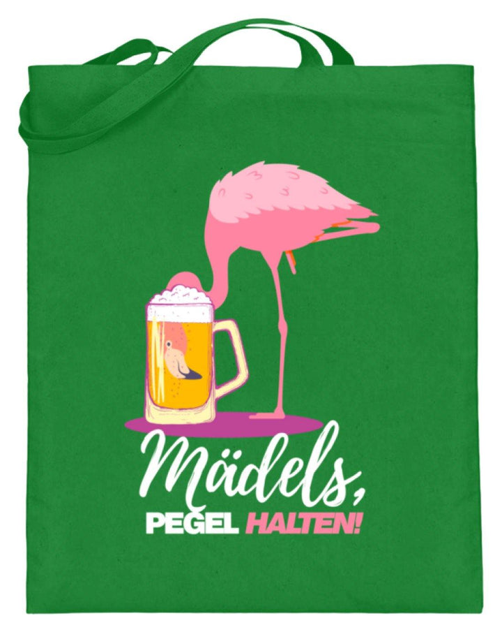 Mädels, Pegel halte - Flamingo  - Jutebeutel (mit langen Henkeln) - Words on Shirts Sag es mit dem Mittelfinger Shirts Hoodies Sweatshirt Taschen Gymsack Spruch Sprüche Statement