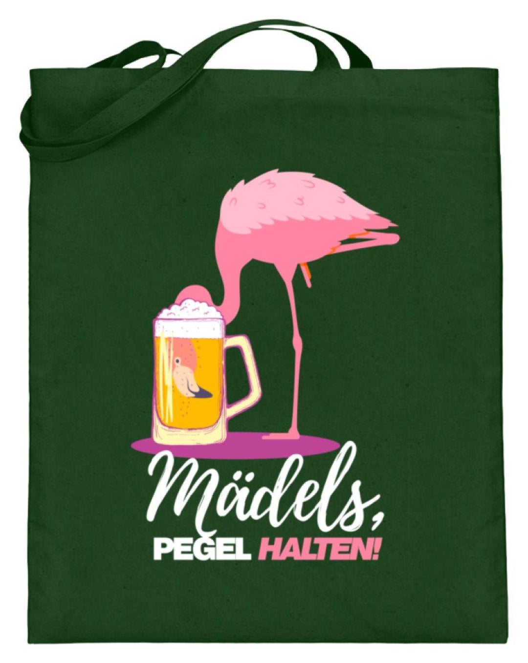 Mädels, Pegel halte - Flamingo  - Jutebeutel (mit langen Henkeln) - Words on Shirts Sag es mit dem Mittelfinger Shirts Hoodies Sweatshirt Taschen Gymsack Spruch Sprüche Statement