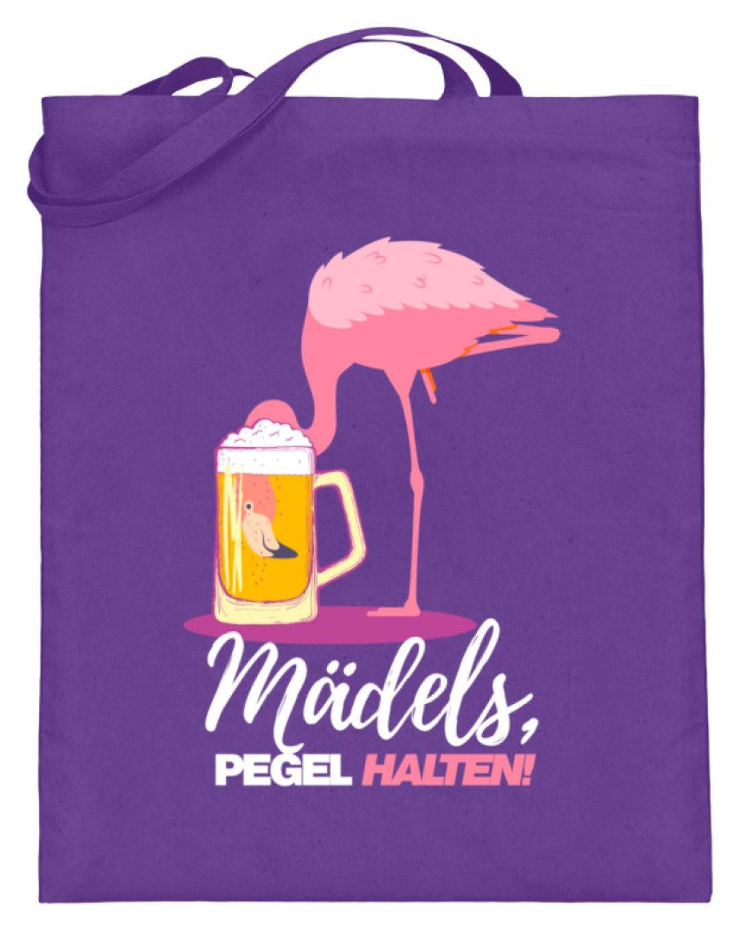 Mädels, Pegel halte - Flamingo  - Jutebeutel (mit langen Henkeln) - Words on Shirts Sag es mit dem Mittelfinger Shirts Hoodies Sweatshirt Taschen Gymsack Spruch Sprüche Statement