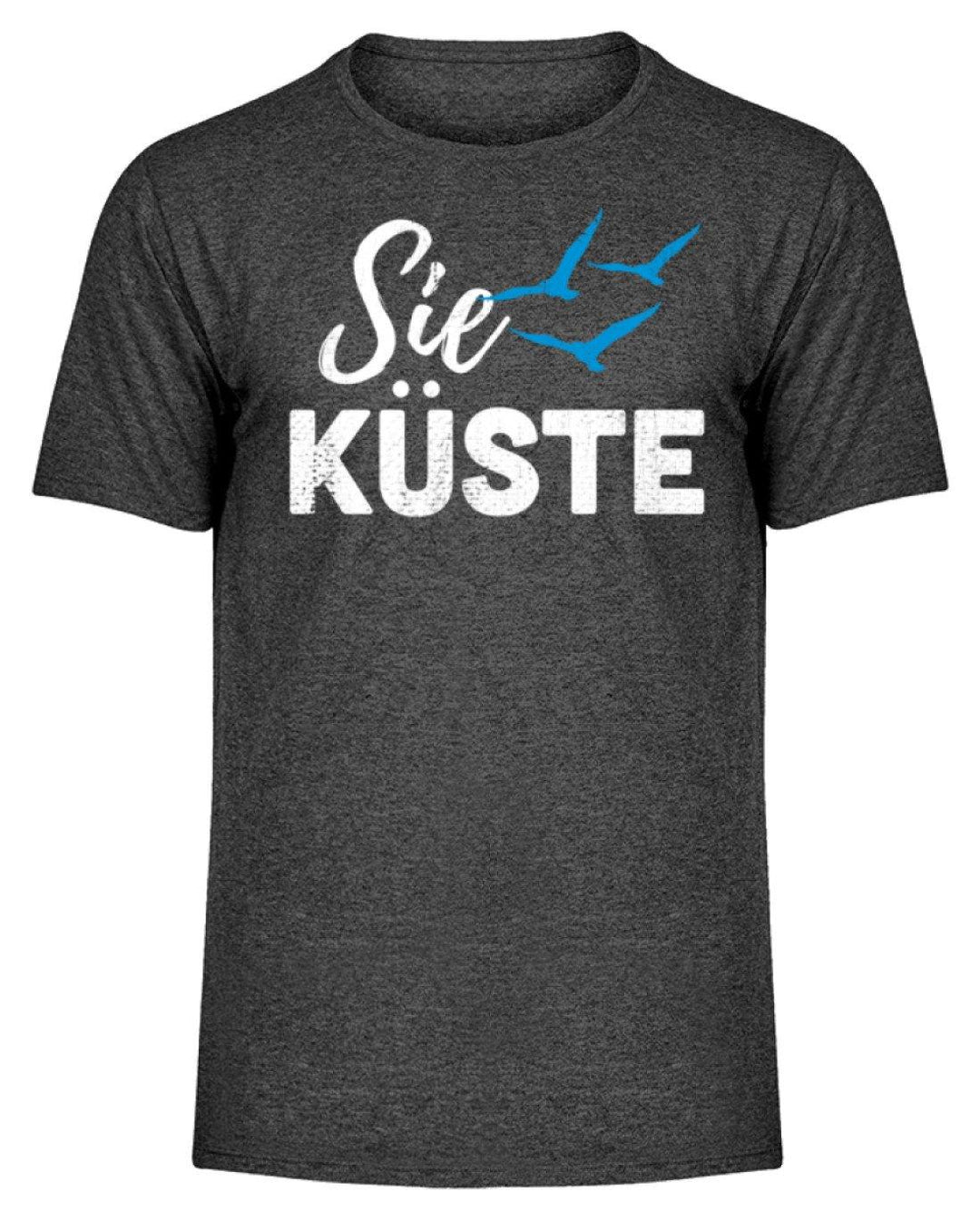 Die Küste - Norddeutsch  - Herren Melange Shirt - Words on Shirts Sag es mit dem Mittelfinger Shirts Hoodies Sweatshirt Taschen Gymsack Spruch Sprüche Statement