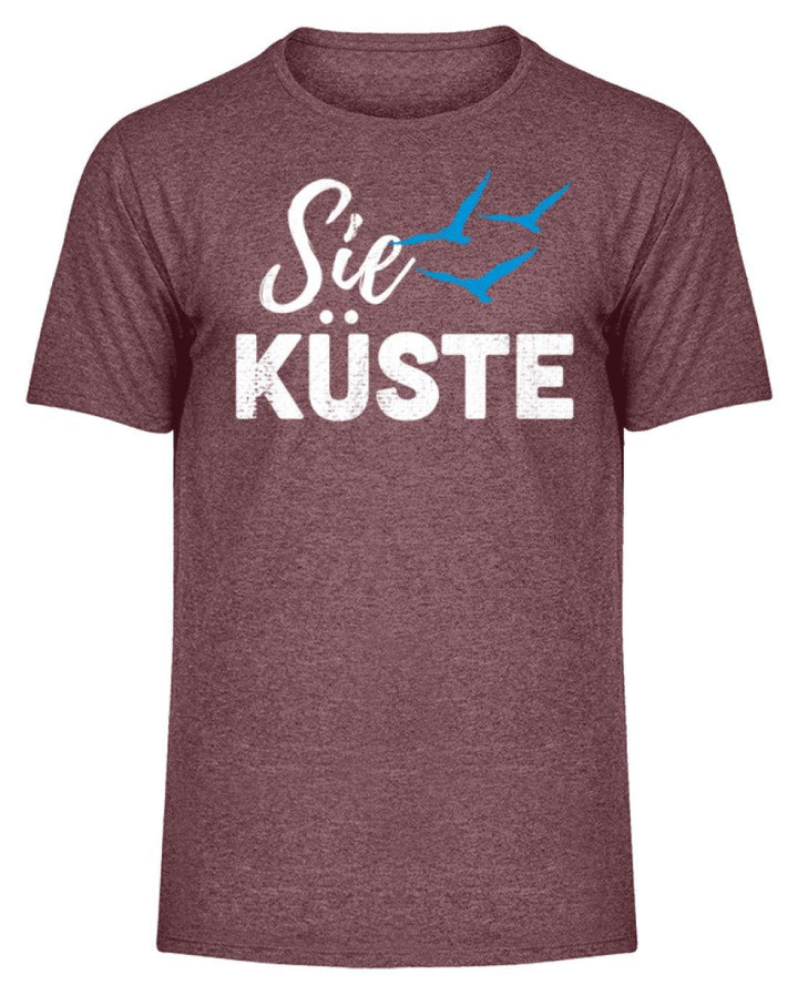 Die Küste - Norddeutsch  - Herren Melange Shirt - Words on Shirts Sag es mit dem Mittelfinger Shirts Hoodies Sweatshirt Taschen Gymsack Spruch Sprüche Statement