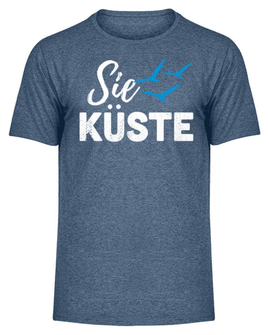 Die Küste - Norddeutsch  - Herren Melange Shirt - Words on Shirts Sag es mit dem Mittelfinger Shirts Hoodies Sweatshirt Taschen Gymsack Spruch Sprüche Statement