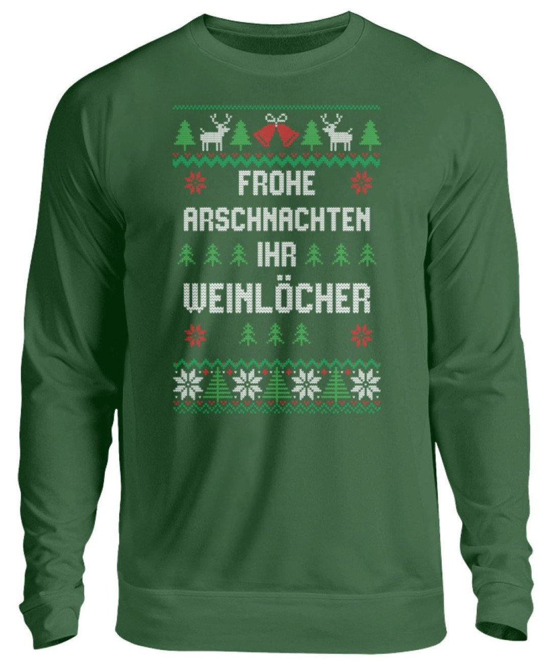 Frohe Arschnachten - Words on Shirts  - Unisex Pullover - Words on Shirts Sag es mit dem Mittelfinger Shirts Hoodies Sweatshirt Taschen Gymsack Spruch Sprüche Statement