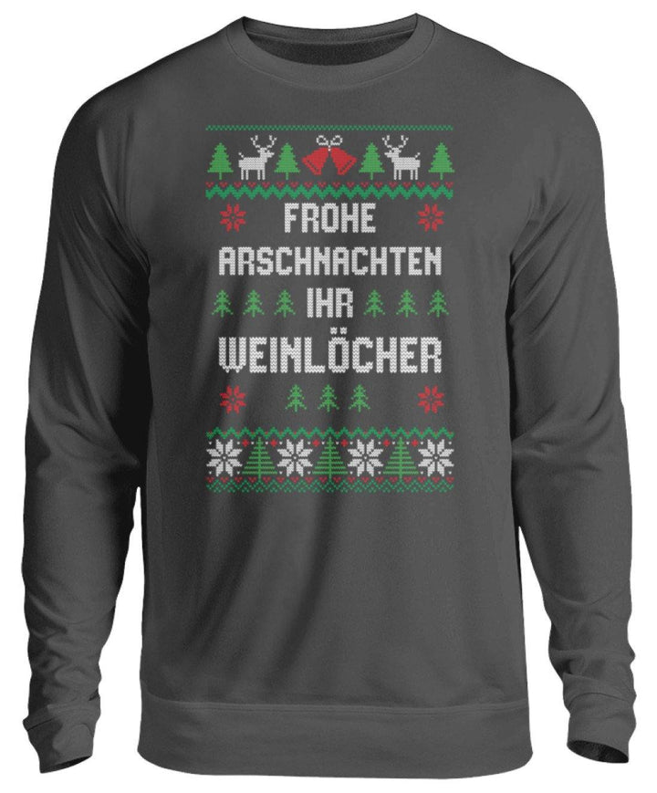 Frohe Arschnachten - Words on Shirts  - Unisex Pullover - Words on Shirts Sag es mit dem Mittelfinger Shirts Hoodies Sweatshirt Taschen Gymsack Spruch Sprüche Statement