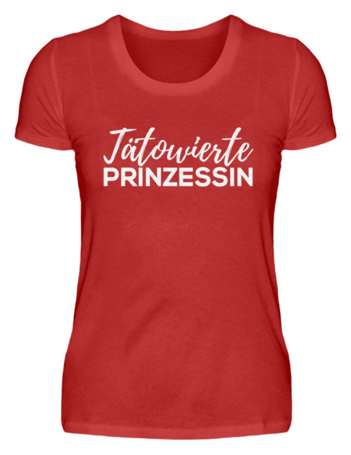 Tätowierte Prinzessin  - Damenshirt - Words on Shirts Sag es mit dem Mittelfinger Shirts Hoodies Sweatshirt Taschen Gymsack Spruch Sprüche Statement