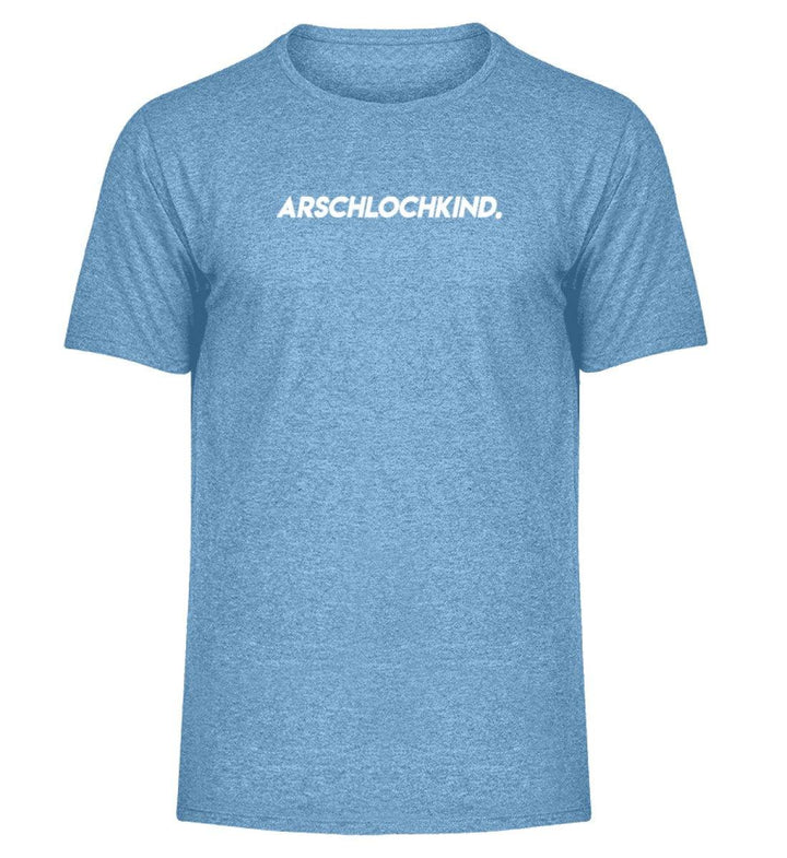 Arschlochkind  Words on Shirts - PR  - Herren Melange Shirt - Words on Shirts Sag es mit dem Mittelfinger Shirts Hoodies Sweatshirt Taschen Gymsack Spruch Sprüche Statement