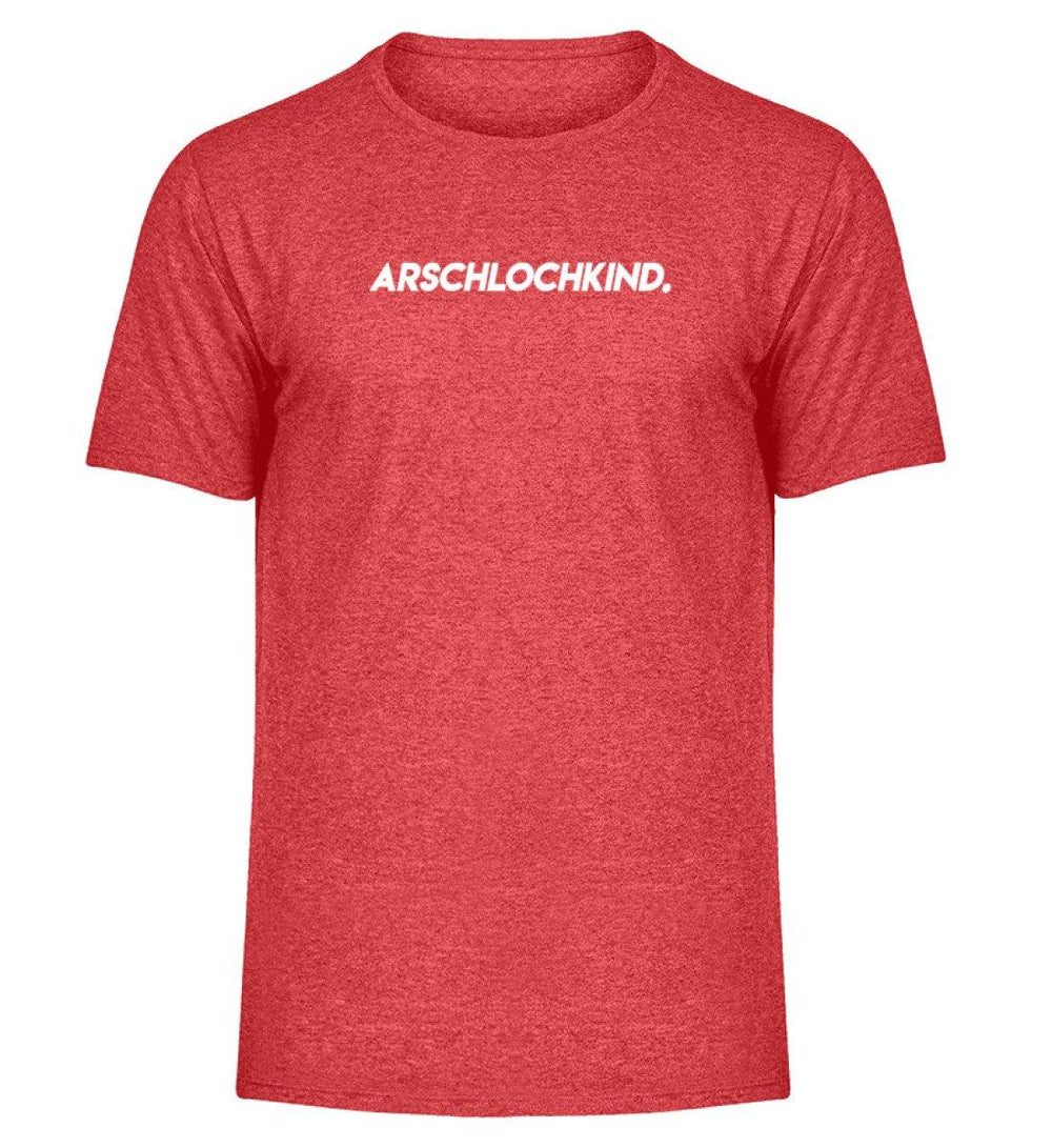 Arschlochkind  Words on Shirts - PR  - Herren Melange Shirt - Words on Shirts Sag es mit dem Mittelfinger Shirts Hoodies Sweatshirt Taschen Gymsack Spruch Sprüche Statement