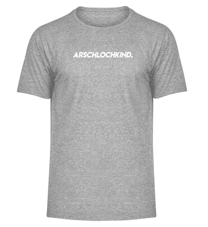 Arschlochkind  Words on Shirts - PR  - Herren Melange Shirt - Words on Shirts Sag es mit dem Mittelfinger Shirts Hoodies Sweatshirt Taschen Gymsack Spruch Sprüche Statement