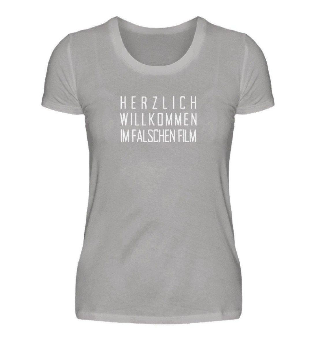 Im falschen Film -  Words on Shirts - PR  - Damen Premiumshirt - Words on Shirts Sag es mit dem Mittelfinger Shirts Hoodies Sweatshirt Taschen Gymsack Spruch Sprüche Statement