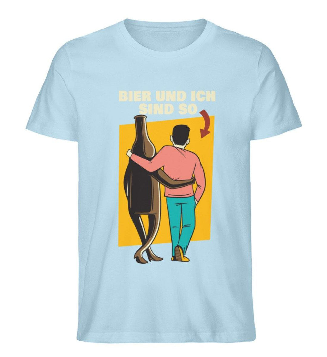 Bier und ich sind so - Words on Shirts  - Herren Premium Organic Shirt - Words on Shirts Sag es mit dem Mittelfinger Shirts Hoodies Sweatshirt Taschen Gymsack Spruch Sprüche Statement