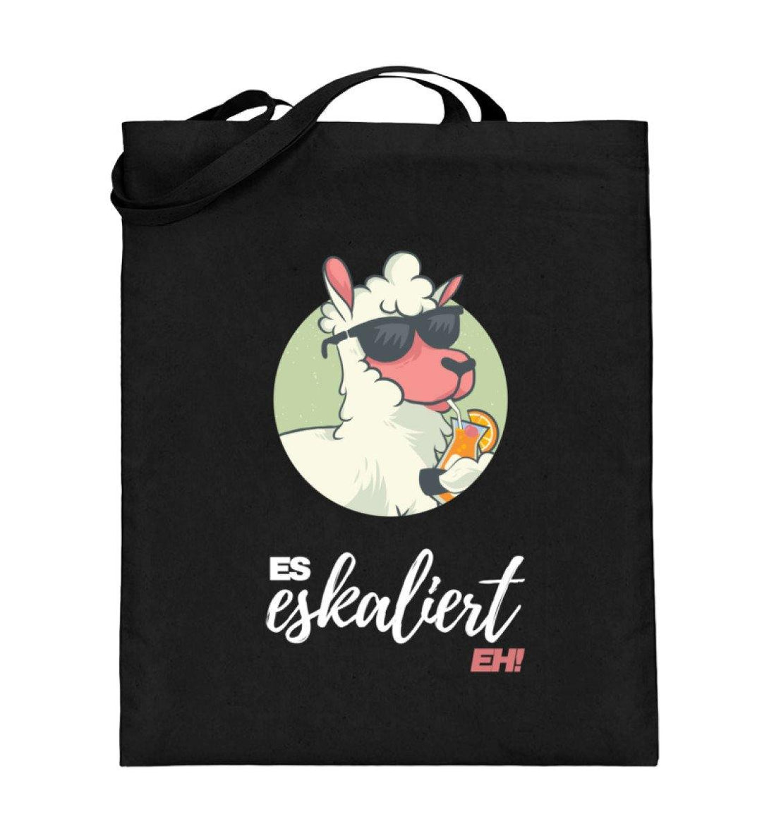 Es eskaliert eh - Lama - Words on Shirts  - Jutebeutel (mit langen Henkeln) - Words on Shirts Sag es mit dem Mittelfinger Shirts Hoodies Sweatshirt Taschen Gymsack Spruch Sprüche Statement